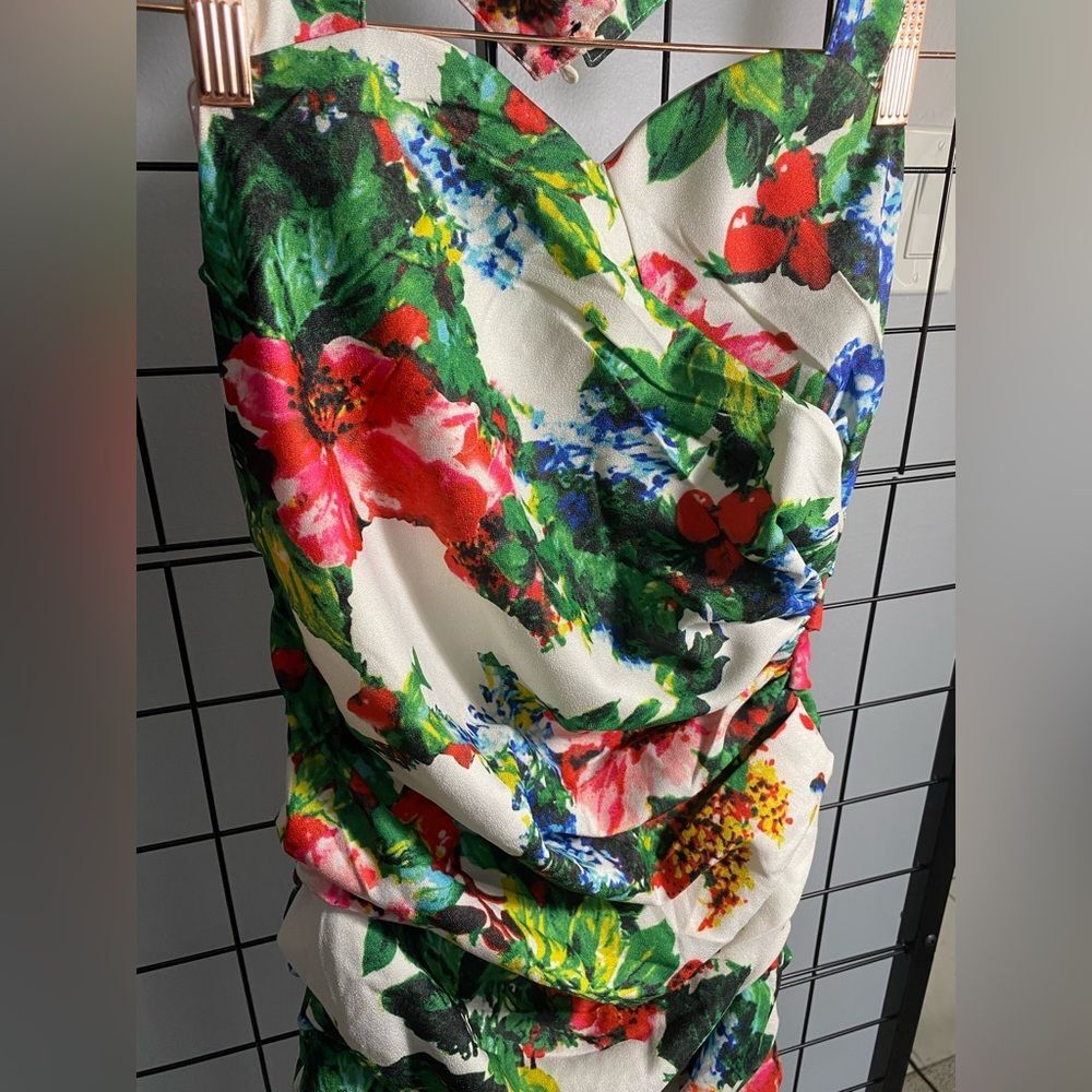 Widelia Retro Floral Sweetheart Halter Neck Midi Dress EUC - Picture 3 of 12